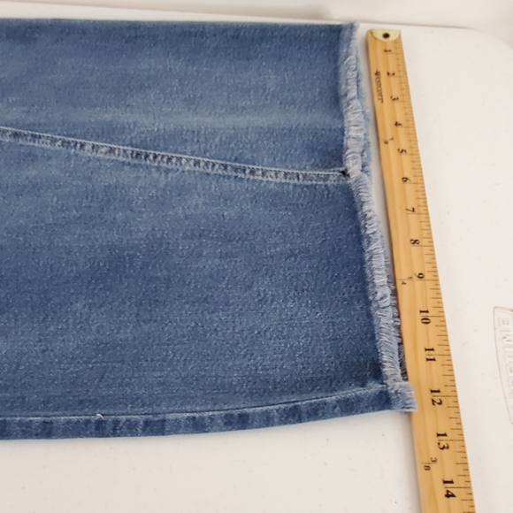 Hi-Rise Wide Leg Cropped Jeans Size 20 Tall Raw Hem Seamed Denim Stretch - Picture 10 of 13